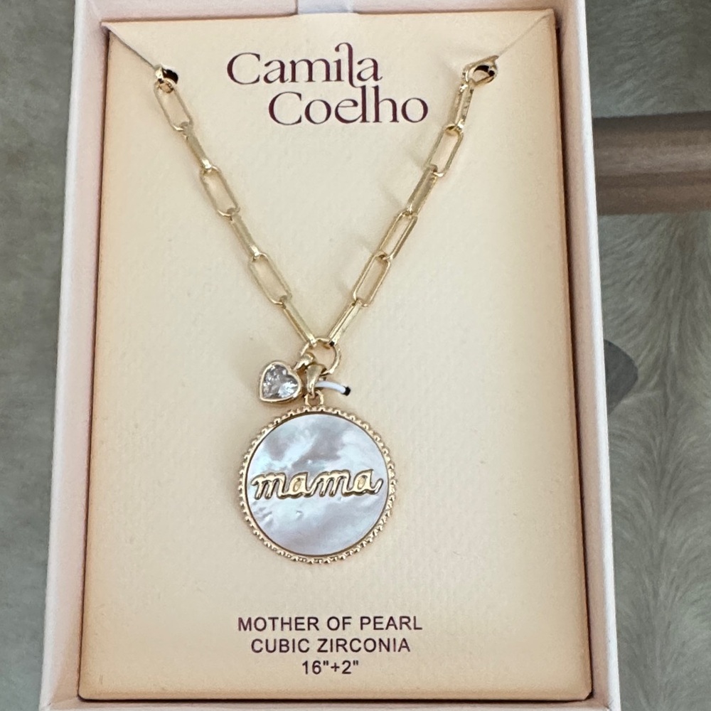 Camila Coelho Gold colored White Mother of pearl Necklace New